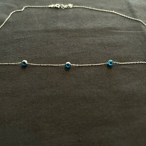 Silver and Blue Beaded Necklace